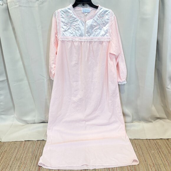Vtg Night Time Creations Nightgown Medium 90s Pink USA Maxi Lace Dainty 18960 - Picture 1 of 10